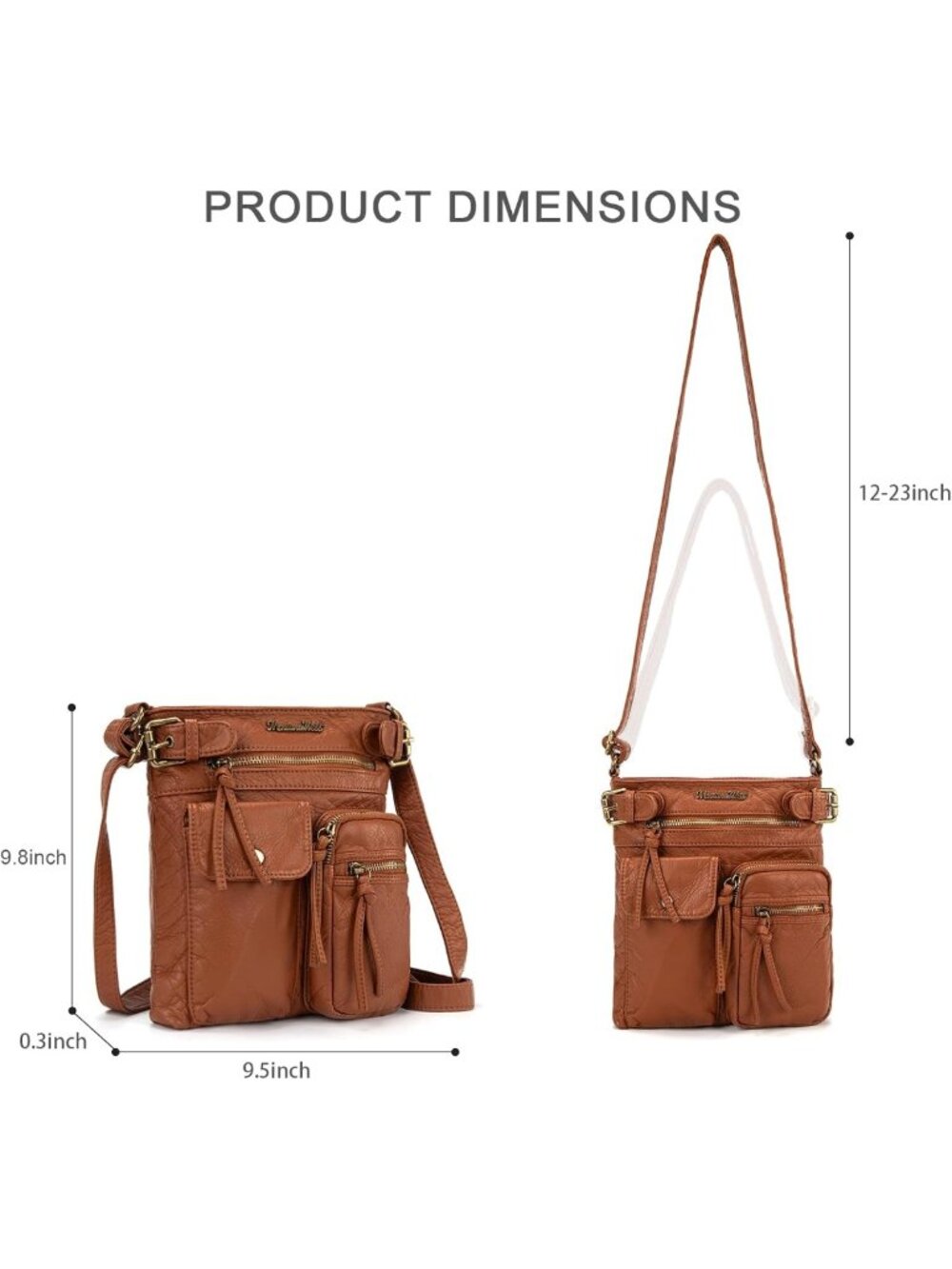 Stylish Soft Washed Leather Crossbody Bag for Women | Multi Pocket Design - Picture 8 of 9